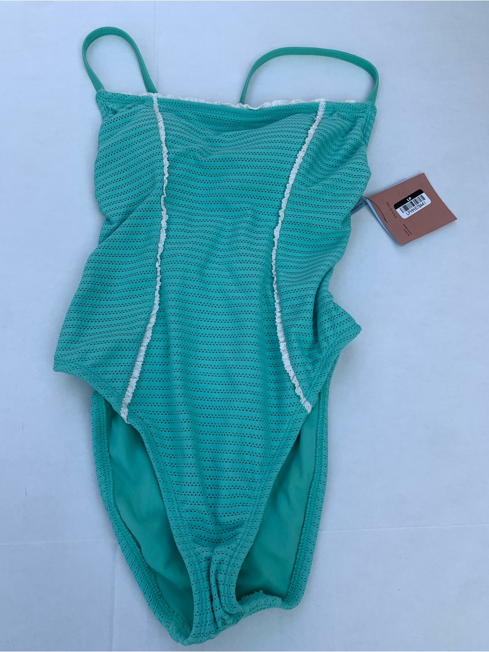 Shade & Shore Teal One-Piece Swimsuit with White Trim